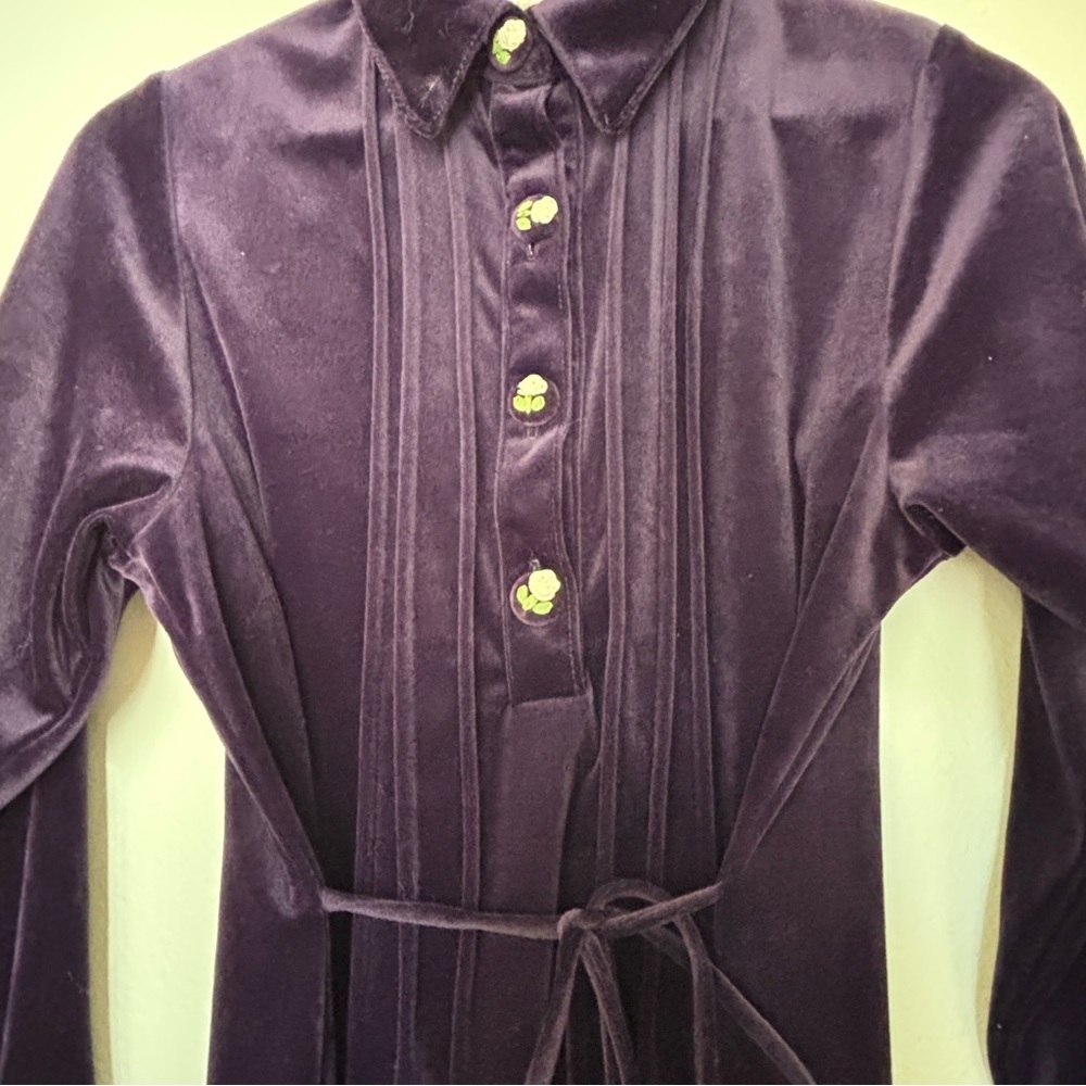 Coldwater Creek Velvet Maxi Dress PS Purple Embroidered Buttons - Picture 9 of 16